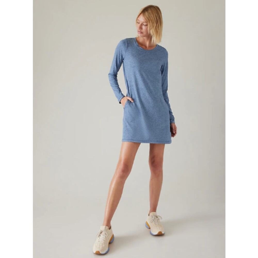 Athleta S jay blue heather Uptempo dress comfortable soft cozy casual sporty